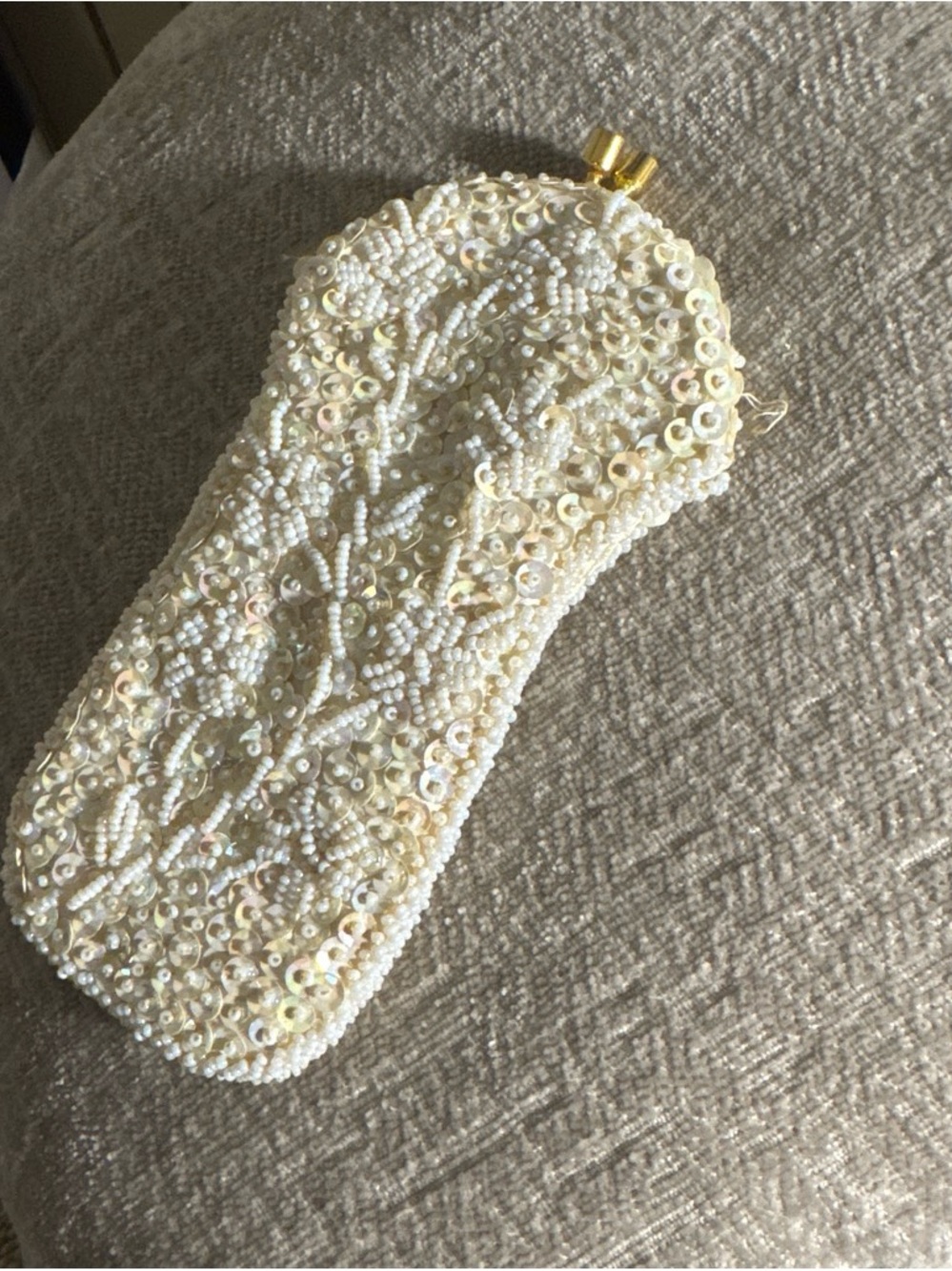 Beaded Pearl Embellished Ivory Evening Clutch